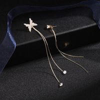 New Wave Korean Earrings Fashion Copper Asymmetric Butterfly Tassel Earrings Wholesale Nihaojewelry main image 3