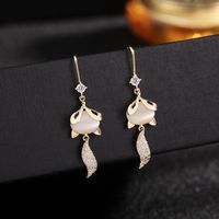 Fashion New  Opal Inlaid Zircon Personality Cute Little Fox Earrings  Wholesale Nihaojewelry main image 3