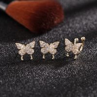 Nouveau Super Fée Douce Oreille Clip Petit Papillon Boucles D&#39;oreilles Aiguille D&#39;argent Trois Pièces Oreille Oreille Clip En Gros Nihaojewelry main image 3