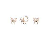 Nouveau Super Fée Douce Oreille Clip Petit Papillon Boucles D&#39;oreilles Aiguille D&#39;argent Trois Pièces Oreille Oreille Clip En Gros Nihaojewelry main image 6