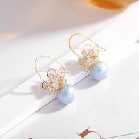 Korea Pearl Earrings 925 Silver Needle Flower Opal Earrings Zircon Earrings Wholesale Nihaojewelry main image 6