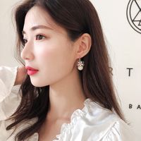 Korea Pearl Earrings 925 Silver Needle Flower Opal Earrings Zircon Earrings Wholesale Nihaojewelry main image 5