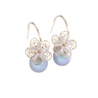 Korea Pearl Earrings 925 Silver Needle Flower Opal Earrings Zircon Earrings Wholesale Nihaojewelry main image 3