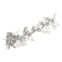 Style De Mariage Tissé Strass Insert Peigne Naturel Perle Cheveux Ornement Alliage Fleur Paire Peigne En Gros Nihaojewelry main image 6