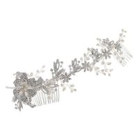 Wedding Style Woven Rhinestone Insert Comb Natural Pearl Hair Ornament Alloy Flower Pair Comb Wholesale Nihaojewelry main image 6