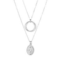New Circle Leaf Pendant Necklace Double Geometric Jesus Necklace Metal Ring Pendant Jewelry Wholesale Nihaojewelry sku image 2