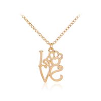 Necklace Clavicle Chain Creative New Letter I Love You Love Hollow Out Dog Claw Necklace Wholesale Nihaojewelry sku image 1