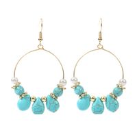 Geometric Round Turquoise Beaded Earrings Stone Trend Handmade Earrings Jewelry Wholesale Nihaojewelry sku image 1