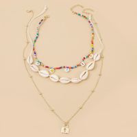 Bohemian Three Shell Flowers Rice Beads Multilayer Necklace Trend Handmade Long Pendant Jewelry Wholesale Nihaojewelry sku image 1