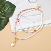 Exaggerated Colorful Soft Ceramic Multilayer Necklace Bohemian Two-piece Beaded Pendant Jewelry Wholesale Nihaojewelry sku image 1
