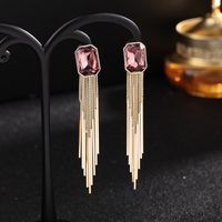 Fashion Tassels Show Face Earrings 925 Silver Needle Crystal Long Earrings Wholesale Nihaojewelry sku image 1