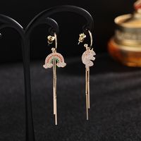 New Fashion  Asymmetric Rainbow Long  S925 Silver Needle Fashion Earrings  Wholesale Nihaojewelry sku image 1
