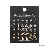 Earrings Creative Exaggerated Star Moon Earrings Set 15 Pairs Of Earrings Wholesale Nihaojewelry sku image 1