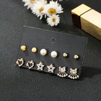 6 أزواج من مزيج أقراط جديد الماس الأقراط الذهبي الأذن والمجوهرات بالجملة Nihaojewelry sku image 10