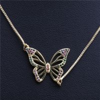 Außenhandels Fabrik Produziert Europäischen Und Amerikanischen Schmuck Zirkon Schmetterling Anhänger Halskette Damen Halskette Copper Necklace main image 3