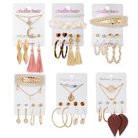 Fashion Diamond Necklace Love Tassel Earrings Set Creative Retro Simple Alloy Earrings Set Wholesale Nihaojewelry main image 1