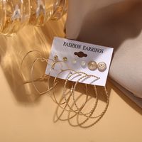 Pearl Love Twist Circle Earrings Set 6 Pairs Of Creative Retro Simple Earrings Wholesale Nihaojewelry main image 3