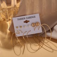 Pearl Love Twist Circle Earrings Set 6 Pairs Of Creative Retro Simple Earrings Wholesale Nihaojewelry main image 4