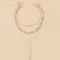 Long Love Letters Three Multi-layer Soft Ceramic Necklace Trend Bead Pendant Jewelry Wholesale Nihaojewelry main image 1