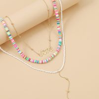 Long Love Letters Three Multi-layer Soft Ceramic Necklace Trend Bead Pendant Jewelry Wholesale Nihaojewelry main image 4