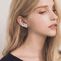 Korea Asymmetric Rhinestone Zircon Ear Bone Clip  Ear Stud Asymmetric Earrings Wholesale Nihaojewelry main image 5