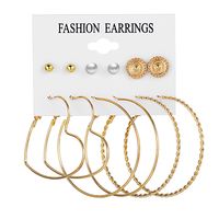 Pearl Love Twist Circle Earrings Set 6 Pairs Of Creative Retro Simple Earrings Wholesale Nihaojewelry sku image 1