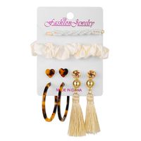 Fashion Diamond Necklace Love Tassel Earrings Set Creative Retro Simple Alloy Earrings Set Wholesale Nihaojewelry sku image 4