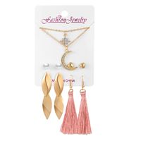 Fashion Diamond Necklace Love Tassel Earrings Set Creative Retro Simple Alloy Earrings Set Wholesale Nihaojewelry sku image 5