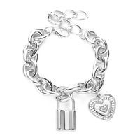 Hot Sale Punk Style Hip-hop Thick Chain Lock Bracelet Fashion Couple Love Pendant Bracelet Jewelry Wholesale Nihaojewelry sku image 2