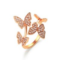 New Opening Ring Hand Ornament Full Diamond Four Butterfly Ring Finger Opening Ring Wholesale Nihaojewelry sku image 1