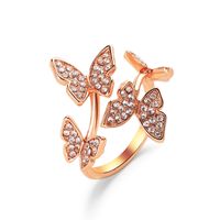New Opening Ring Hand Ornament Full Diamond Four Butterfly Ring Finger Opening Ring Wholesale Nihaojewelry sku image 3