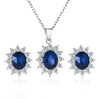New Fashion  Sunflower Zircon Earrings Tanzania Sapphire Necklace Set Nihaojewelry Wholesale sku image 1