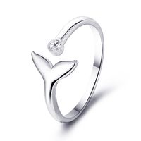 New Style Simple Mermaid Opening Joint Ring Inlay Diamond Fish Tail Ring Valentine Gift Wholesale Nihaojewelry sku image 1