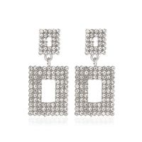 New Fashion  Exaggerated Long Section Flash Diamond Geometric Earrings Ladies Simple Hollow Square Earrings Wholesale Nihaojewelry sku image 2
