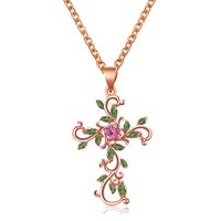 New Necklace Diamond Clavicle Chain Christian Flower Cross Necklace Clavicle Chain Wholesale Nihaojewelry sku image 1