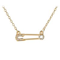 New Letter Necklace Trendy Wild Hollow-out Diamond Insert Pin Pendant Necklace Clavicle Chain Wholesale Nihaojewelry sku image 1