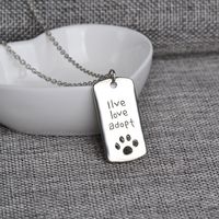 New Style Necklace Pet Live Love Adopt Hollow Out Dog Claw Pendant Necklace Clavicle Chain Accessories Wholesale Nihaojewelry main image 4