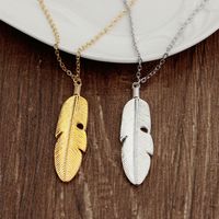 Fashion New Hot Selling Simple Natural Leaves Feather Pendant Necklace Accessories Wholesale Nihaojewelry main image 3