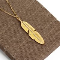 Fashion New Hot Selling Simple Natural Leaves Feather Pendant Necklace Accessories Wholesale Nihaojewelry main image 5