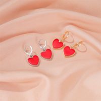 New Fashion Red Small Love Earrings Simple Vitality Girl Peach Heart Earrings Wholesale Nihaojewelry main image 3