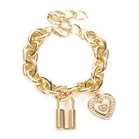 Hot Sale Punk Style Hip-hop Thick Chain Lock Bracelet Fashion Couple Love Pendant Bracelet Jewelry Wholesale Nihaojewelry main image 1