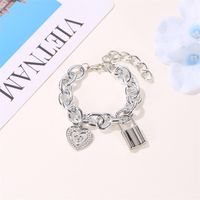 Hot Sale Punk Style Hip-hop Thick Chain Lock Bracelet Fashion Couple Love Pendant Bracelet Jewelry Wholesale Nihaojewelry main image 6