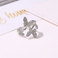 New Opening Ring Hand Ornament Full Diamond Four Butterfly Ring Finger Opening Ring Wholesale Nihaojewelry main image 6