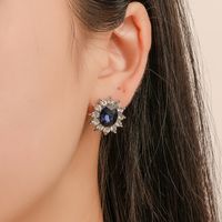 New Fashion  Sunflower Zircon Earrings Tanzania Sapphire Necklace Set Nihaojewelry Wholesale main image 3