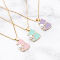 Necklace Clavicle Chain Wild Cute Cartoon Alloy Dripping Pearl Cat New Clavicle Chain Wholesale Nihaojewelry main image 3