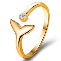 New Style Simple Mermaid Opening Joint Ring Inlay Diamond Fish Tail Ring Valentine Gift Wholesale Nihaojewelry main image 2