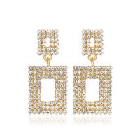 New Fashion  Exaggerated Long Section Flash Diamond Geometric Earrings Ladies Simple Hollow Square Earrings Wholesale Nihaojewelry main image 1