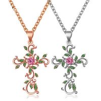 New Necklace Diamond Clavicle Chain Christian Flower Cross Necklace Clavicle Chain Wholesale Nihaojewelry main image 2