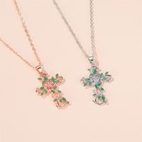 New Necklace Diamond Clavicle Chain Christian Flower Cross Necklace Clavicle Chain Wholesale Nihaojewelry main image 3