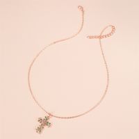 New Necklace Diamond Clavicle Chain Christian Flower Cross Necklace Clavicle Chain Wholesale Nihaojewelry main image 4